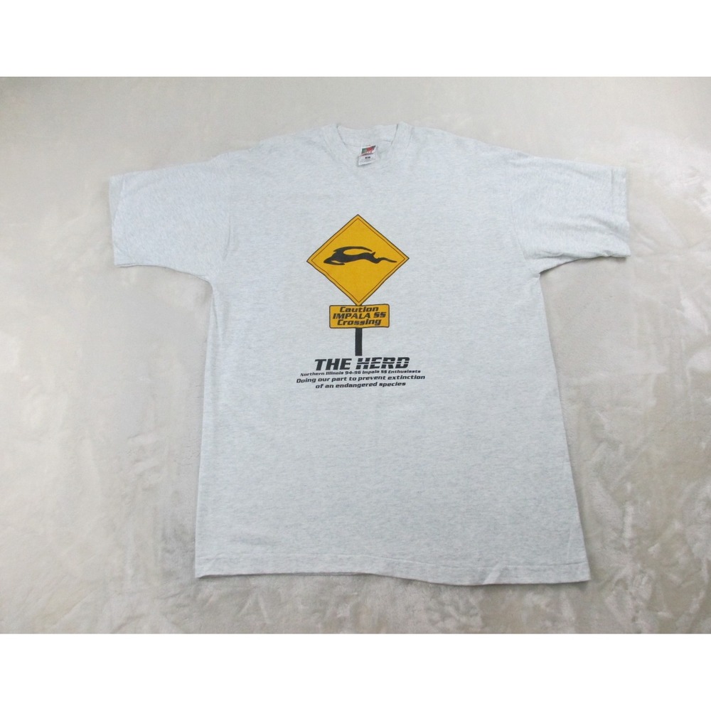 VINTAGE The‎ Herd Shirt Mens Extra Large Gray Car Impala SS Crossing '90s 01*